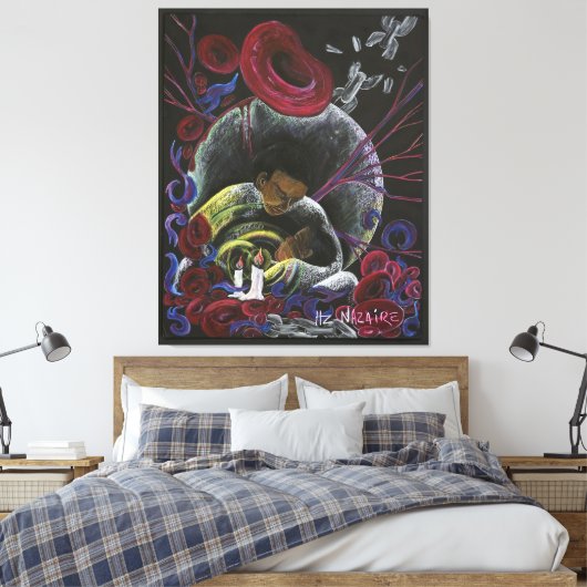 一人で苦しむことが必要 – 鎌状赤血球痛認識度 キャンバスプリント (インサイチュ (寝室))