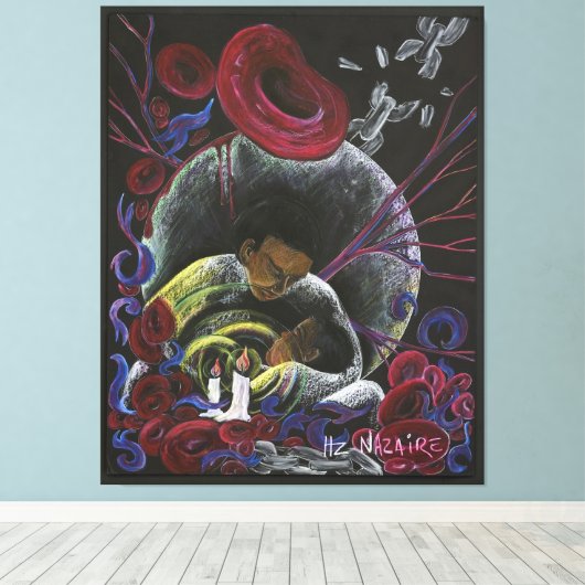 一人で苦しむことが必要 – 鎌状赤血球痛認識度 キャンバスプリント (インサイチュ (ウッドフロア))