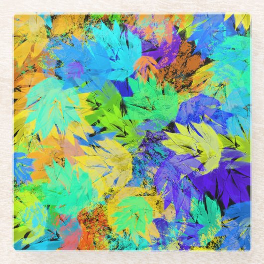 一人で葉を落とす。 ガラスコースター (正面)