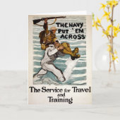 一人の兵士を肩運に乗せながら歩く船員 カード (黄色い花)