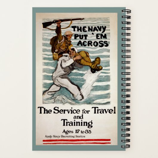 一人の兵士を肩運に乗せながら歩く船員 ノートブック (裏面)