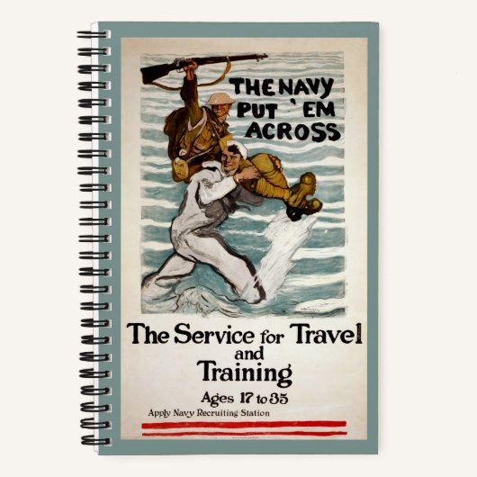 一人の兵士を肩運に乗せながら歩く船員 ノートブック (正面)