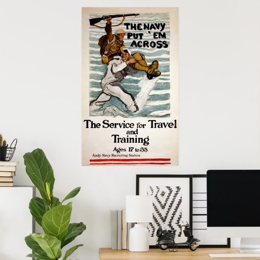 一人の兵士を肩運に乗せながら歩く船員 ポスター (ホームオフィス)