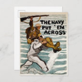 一人の兵士を肩運に乗せながら歩く船員 ポストカード (正面/裏面)