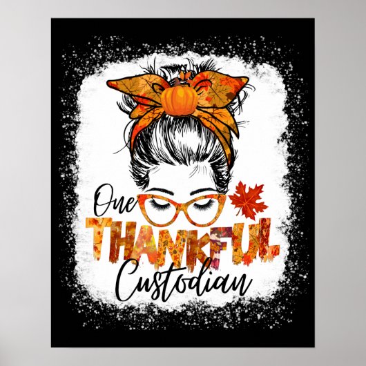 一人の感謝の保管者Thanksgiving女性秋 ポスター (正面)