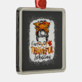 一人の感謝の技術者感謝祭の女性の秋 メタルオーナメント (右)