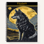 一人の狼が、明るい満月の下で吠える ノートブック (正面)