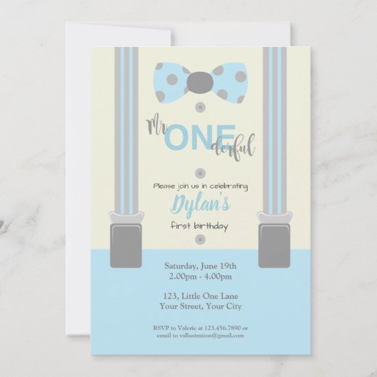 一人の肌寒い赤ん坊の青と灰色 招待状 (正面)