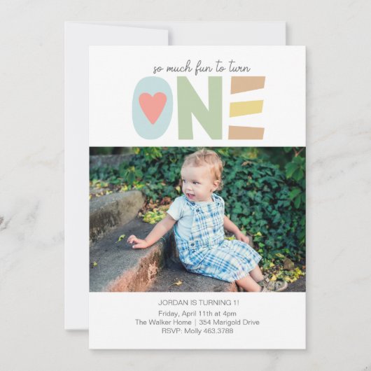 一人を祝う 招待状 (正面)