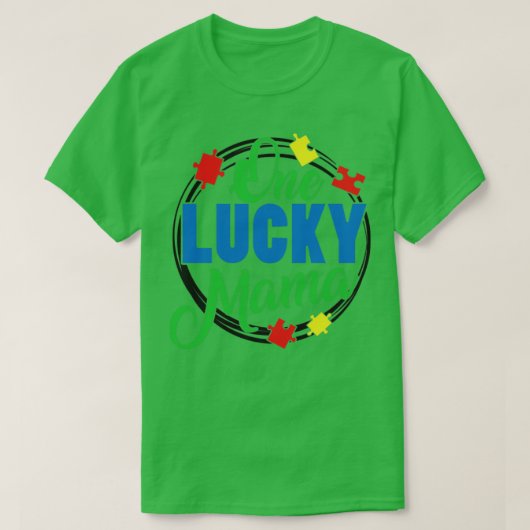 一人ラッキーママ動機クール自閉症の戦争を応援 Tシャツ (デザイン正面)