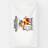 一人一人の孫娘の後ろに 横断幕 (縦)