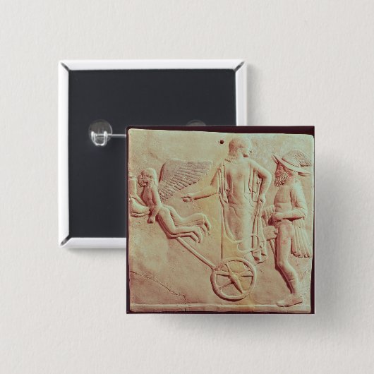 一人乗り二輪馬車のアフロディーテおよびHermesの乗馬 缶バッジ (正面&裏面)