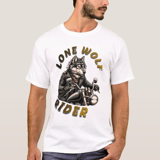 一人狼ライダーのバイクデザイン Tシャツ (正面)