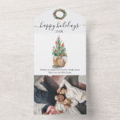 一伝統的つのホリデーカードにクリスマスツリー オールインワン招待状 (内側)