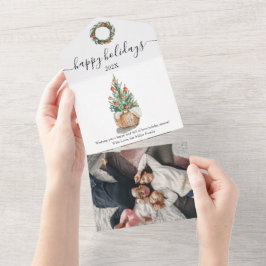 一伝統的つのホリデーカードにクリスマスツリー オールインワン招待状