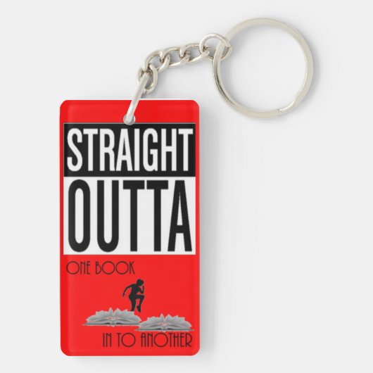 一冊の本から別の本へまっすぐ出る-赤い鍵 キーホルダー (裏面)