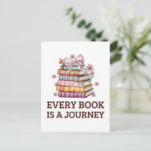 一冊の本が旅になる | 英語先生ギフト ポストカード (スタンド正面)