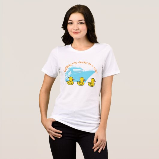 一列に並ぶアヒル トライブレンドTシャツ (正面全面)