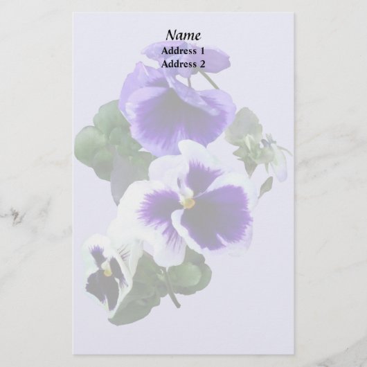 一列に並ぶ紫色のパネ結婚シー 便箋 (正面)