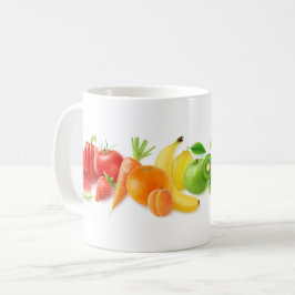 一列数々のに並んだ色の果物 コーヒーマグカップ