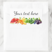 一列数々のに並んだ色の果物 長方形シール (バッグ)