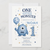 一匹の小さなモンスターボーイ 1歳の誕生日 招待状 (正面)