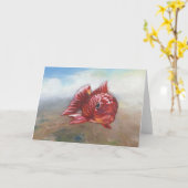 一匹の魚、赤魚 カード (黄色い花)