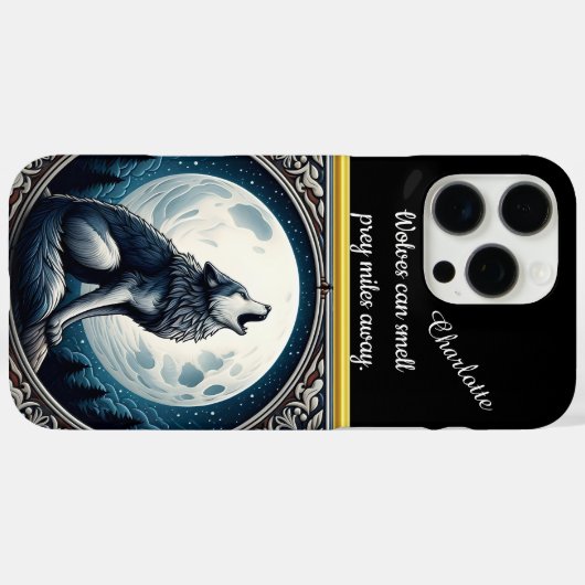 一匹狼が満月の下で夜に吠える Case-Mate iPhoneケース (裏面 (横))