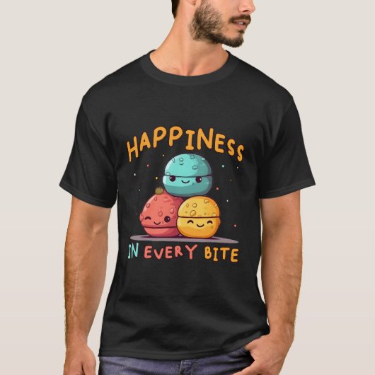 一口ごとにマカロンのマカロンで幸せを感じる Tシャツ (正面)