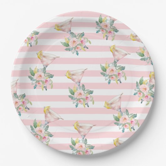 一口で恋に落ちる ブライト カクテル ブライダル シャワー ペーパープレート (正面)