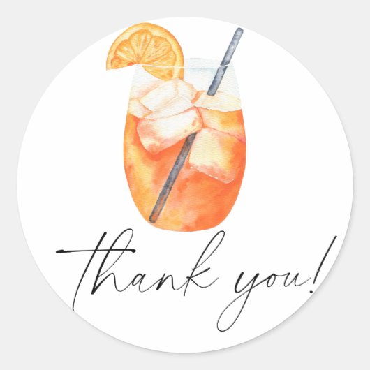 一口で恋に落ちるAperol Spritzのウェディングシャワーのお礼 ラウンドシール (正面)