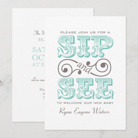 一口で見る新生児 招待状 (正面/裏面)