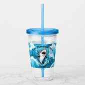 一口のサメを食べに私たちと一緒に アクリルタンブラー (正面)