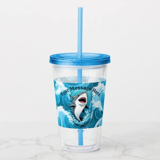 一口のサメを食べに私たちと一緒に アクリルタンブラー (正面)
