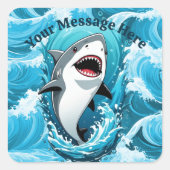 一口のサメを食べに私たちと一緒に スクエアシール (正面)