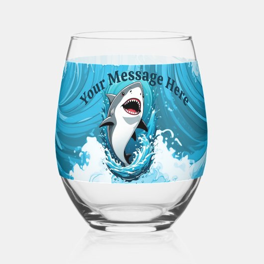 一口のサメを食べに私たちと一緒に ステムなしワイングラス (正面)