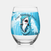 一口のサメを食べに私たちと一緒に ステムなしワイングラス (裏面)