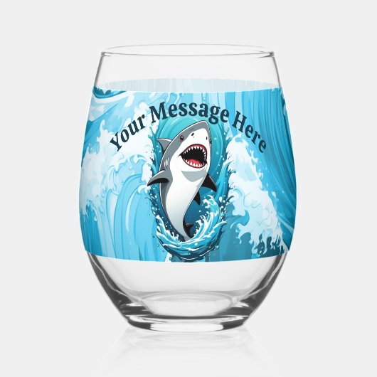 一口のサメを食べに私たちと一緒に ステムなしワイングラス (裏面)