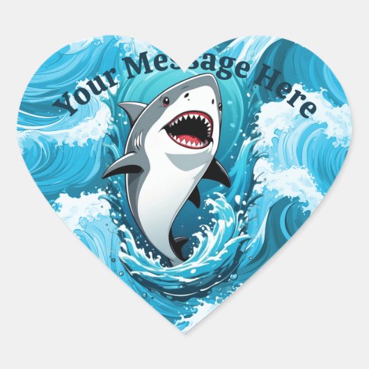 一口のサメを食べに私たちと一緒に ハートシール (正面)