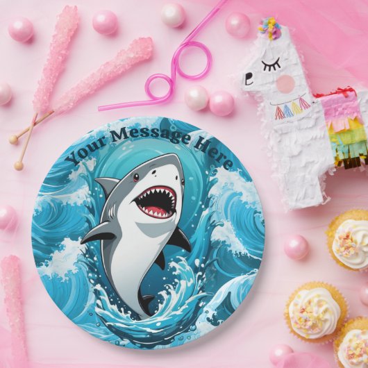 一口のサメを食べに私たちと一緒に ペーパープレート (パーティー)