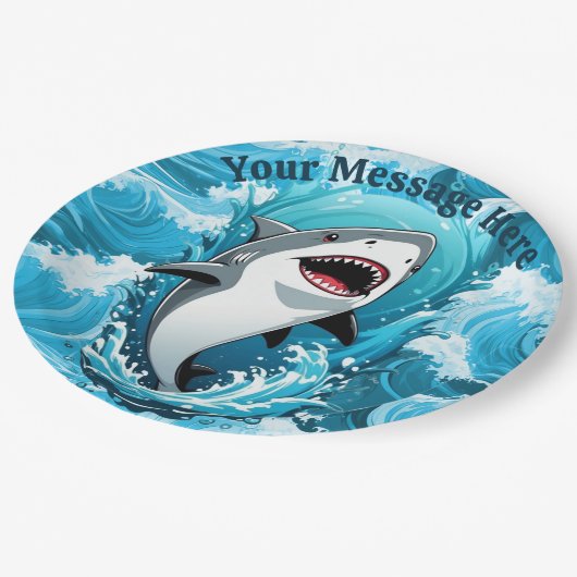 一口のサメを食べに私たちと一緒に ペーパープレート (アングル)