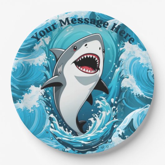 一口のサメを食べに私たちと一緒に ペーパープレート (正面)