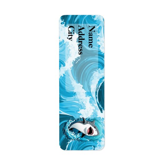 一口のサメを食べに私たちと一緒に ラベル (正面)