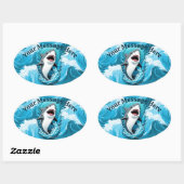 一口のサメを食べに私たちと一緒に 楕円形シール (シート)