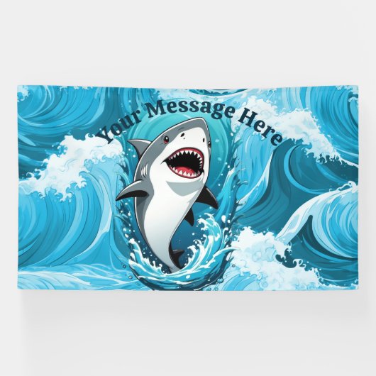 一口のサメを食べに私たちと一緒に 横断幕 (横)