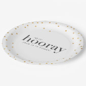 一口の一口のhooray誕生会の紙皿 ペーパープレート (アングル)