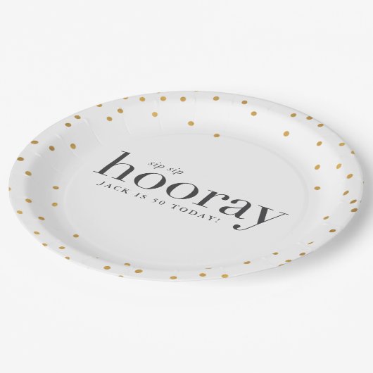 一口の一口のhooray誕生会の紙皿 ペーパープレート (アングル)