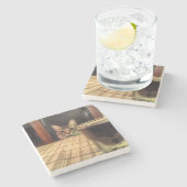 一口ビールか。 おもしろいなユーモアの子猫猫の写真の写真撮影 ストーンコースター (横)