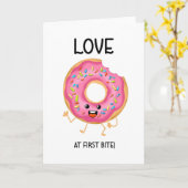 一口一口記念ドーナツの愛バレンタイン カード (黄色い花)