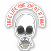 一口一口飲む – コーヒやる気を起こさせるー シール (正面)